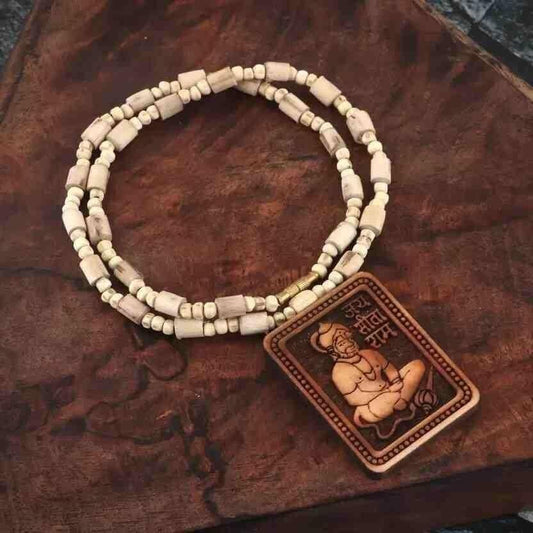 Natural Wood Tulsi Kanthi Mala With Hanuman ji Locket Pendant (Pack of 2)
